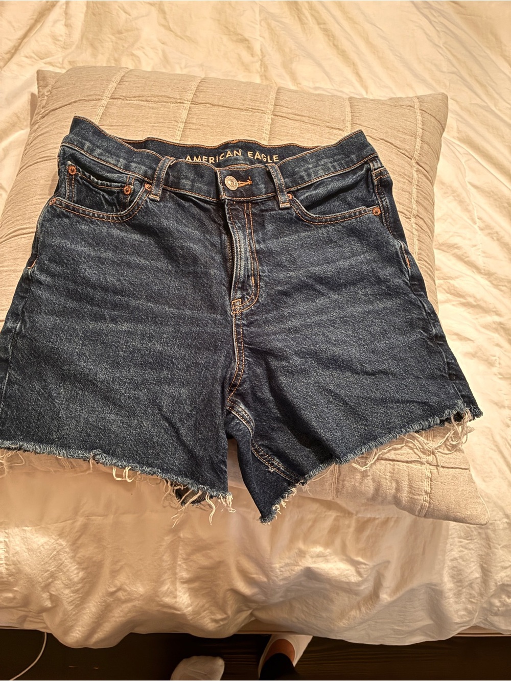 American Eagle Outfitters Dark Indigo High-Rise Cutoff Jean Shorts